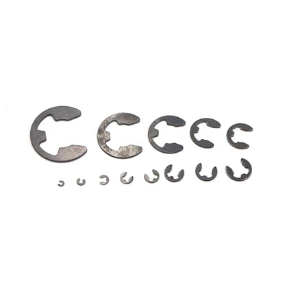 cSeao External Retaining Rings Snap Rings Assortment kit Steel External Circlip Snap External Retaining C-Clips Rings Set (Black E Clip), 395 Pieces - size: Black E Clip