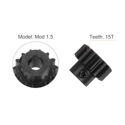 uxcell Mod 1.5 Pinion Gear Set 8mm Shaft 15T 16T Motor Gears Hardened Steel Pinion Gear for RC Car (2pcs) - size: Mod 1.5 x 8mm Shaft x 15T 16T Motor