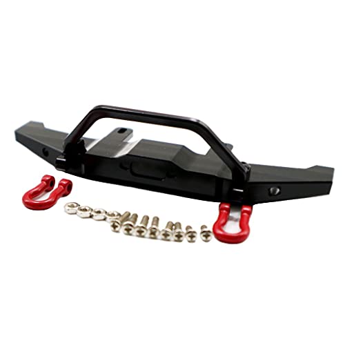 1:16 WPL C14 C24 RC Truck Aluminum Alloy Front Bumper with Red Hooks, Adjustable Height, Easy Installation - Metal, Weight and Compact - for Rock Crawler - Black - color: Black