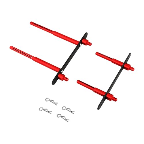 Aluminum Adjustable Body Post Mounts Front and Rear Shell Column for Axial SCX10 II 90046 90047 1/10 RC Crawler Car Parts (red) - color: Red