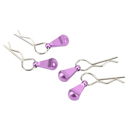 Alomejor 1/10 Body Clips Pull Tabs, RC Car Body Clips Pull Tabs Easy Installation High Strength Metal for 1/8 Remote Control Car (Purple)