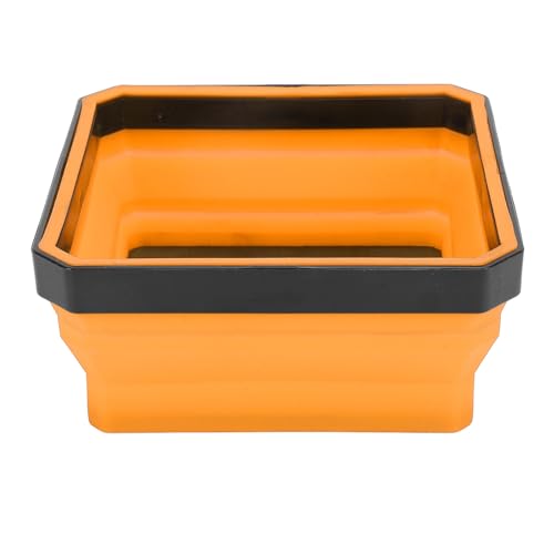 Magnetic Parts Tray, Collapsible Silicone Strong Magnet Base Foldable Tool Organizer for Small Components for RC Car Enthusiasts Mechanics Home Workshop Repairs - color: Orange