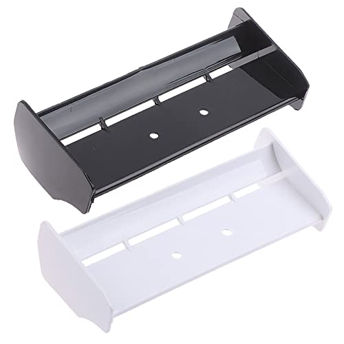 2Pack 1:10 Scale RC Plastic Rear Spoiler Tail Wing for 1/10 Scale RC Racing Car Off-Road Buggy Truck Accessories for HPI KYOSHO HSP 94106 94107 94166 06021 (Black White) - color: Black White