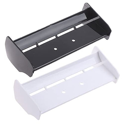 2Pack 1:10 Scale RC Plastic Rear Spoiler Tail Wing for 1/10 Scale RC Racing Car Off-Road Buggy Truck Accessories for HPI KYOSHO HSP 94106 94107 94166 06021 (Black White) - color: Black White