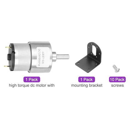 DMiotech Micro DC 12V 100RPM Geared Motor with Bracket Gear Reduction Motors 37mm Diameter Gearbox Micro Speed Reduction for RC Car, Robot Model, DIY Toys - style: 100RPM