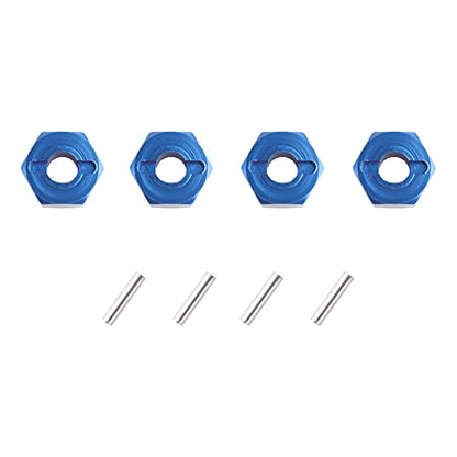 12mm Hex Wheel Hub Mount, Aluminum 7mm Thick with 2x10mm Stub Axle Pins for 1/10 Slash 4x4 & HQ 727 RC Cars Replacement Upgrade Parts (Dark Blue)(Set of 4) - color: Dark Blue