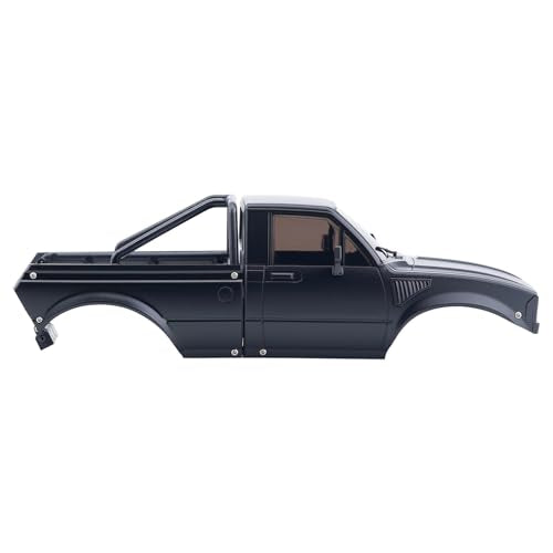 DJX SCX24 Body Shell with Bed Rack for Axial SCX24 C10 Bronco Wrangler Base Camp 1/24 RC Crawler Car (Black) - color: Black