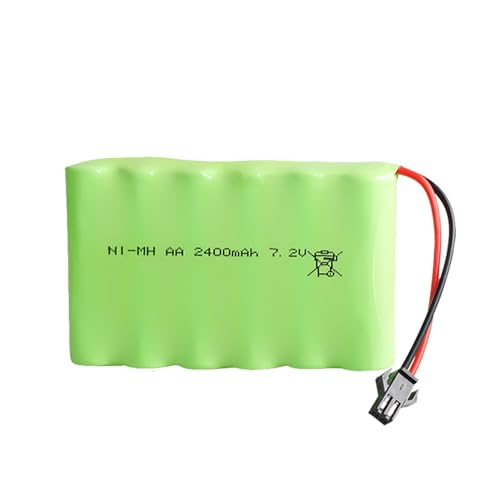 2Pack 7.2V 2400mAh NI-MH RC Battery Pack RC Car Truck Rechargeable Replacement AA Battery Cell SM-2P Plug for RC Toys,Drone,Remote Control Car DIY