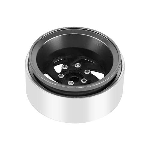 ModuWheel 1.3" Negative Offset Aluminum + Carbon Fiber Base Beadlock Wheels for 1/24 1/18 SCX24 TRX4m Ascent-18 RC Crawler (gray) - color: gray