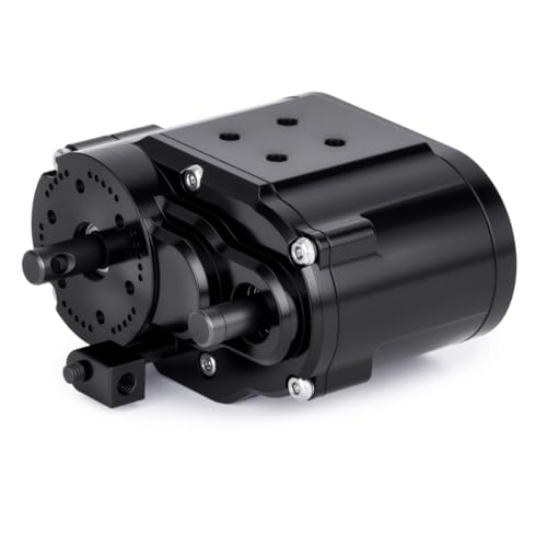 2-Speed Transfer Case Gearbox 48P Dual Speed Transmission 1.8:1/0.7:1 for 1/10 RC Crawler 4WD (Black/Red) (Black) - color: Black