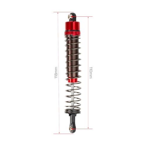 1/10 RC Crawler Shocks 110mm Aluminum Oil Filled Absorbers Adjustable Damper Set for Axial SCX10 TRX-4 TRX-6 D90 Tamiya Bullhead Super ClodBuster Truck Car Upgrades Parts (Red) - color: Red
