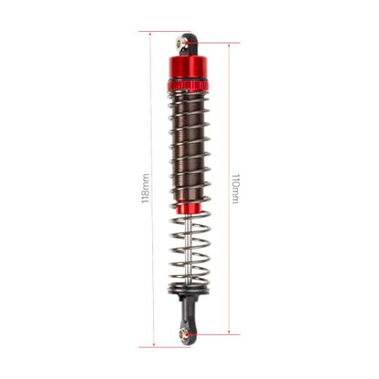 1/10 RC Crawler Shocks 110mm Aluminum Oil Filled Absorbers Adjustable Damper Set for Axial SCX10 TRX-4 TRX-6 D90 Tamiya Bullhead Super ClodBuster Truck Car Upgrades Parts (Red) - color: Red