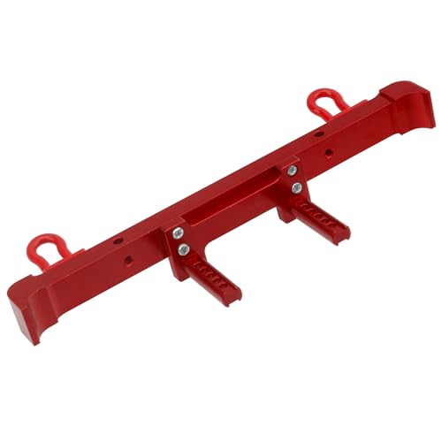 Aluminum Front Rear Bumper & Trailer Hook Compatibke with MN Model MN128 MN-128 1/12 RC Car (Red) - color: Red