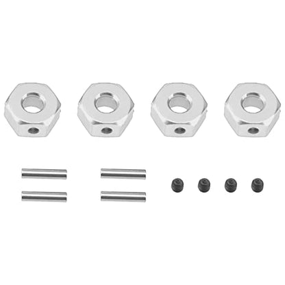 Metal 12mm Wheel Hex Hub Drive Adapters with Pins Screws Compatible with 1/10 Arrma Senton Granite Typhon Vorteks 3S Big Rock RC Car (Silver) - color: Silver