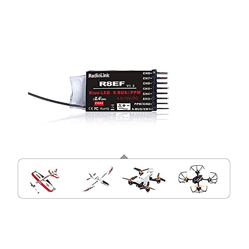 Radiolink T8S Controller & Two R8EF Receivers Set 8 Channels 2.4GHz RC Transmitter Built-in Rechargeable Battery, App/PC Parameters Setup, for Quad/Airplane/Car/Boat and More (Mode 2 Left Hand)