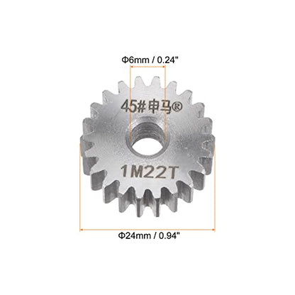 HARFINGTON Straight Spur Gear 6mm Bore 22T Mod-1 Hardened 45# Steel Spur Diff Differential Motor Gear RC Car Replacement Parts - style: 22T