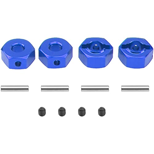 Metal 12mm Wheel Hex Hub Drive Adapters with Pins Screws Compatible with 1/10 Arrma Senton Granite Typhon Vorteks 3S Big Rock RC Car (Blue) - color: Blue