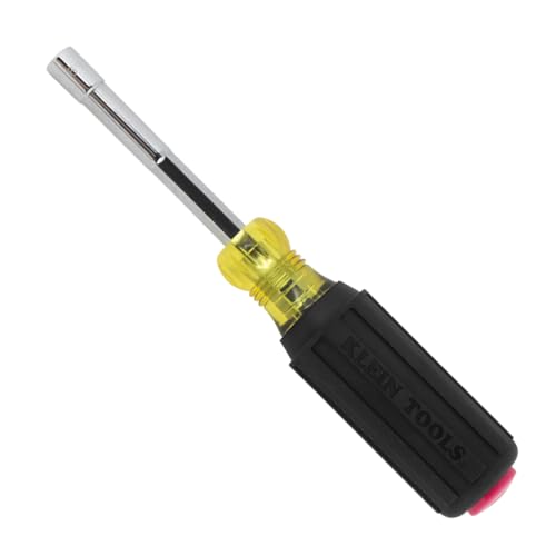 Klein Tools 65410M Metric Color-Coded Nut Driver, Hollow-Shaft, Heavy-Duty 10 mm Hex, Pass-Through Design, 6-Point Socket, and Cushion-Grip Handle - size: 10mm