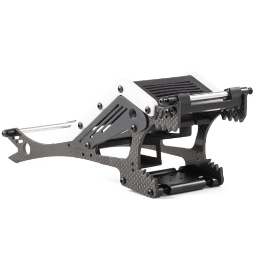 Wolf-Head Carbon Fiber LCG Chassis Kit, Black Rails | With 3D Printed Panels Electronics Tray, Forward Angled Delrin Skid Plate, for 1/10 RC Crawler 1.9S Cheater Rigs Comp Builds - color: Black Kit