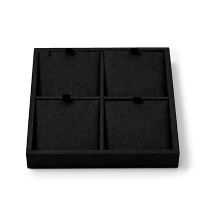 Oirlv Black Microfiber Jewelry Pendant Display Tray | Soft Black Microfiber Material, 5.51"X5.51"X0.79" with 4 Pendant Slots, Elegant Black Finish, Perfect for Pendants and Charms - style: P13711