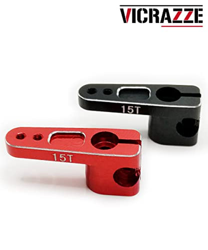 VICRAZZE 15T Servo Horn Aluminum for Axial SCX24 (fit for Emax ES08MA II) for Axial SCX24 90081 1/24 RC Car Black+Red(2pcs)