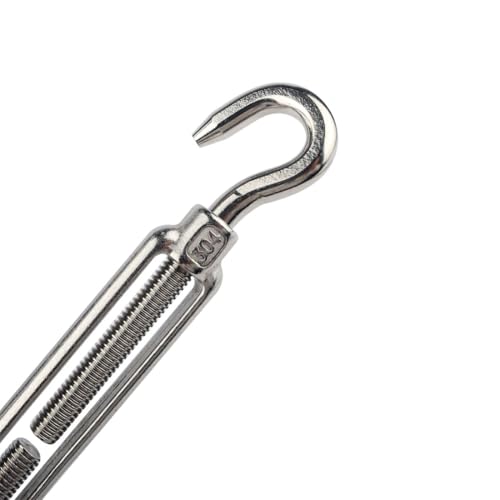 10Pcs M6 Hook & Hook Turnbuckle Heavy Duty Tensioner Adjustable Shade Sail Hardware for Tightening Up Metal Cable Wire 1/4" - style: M6 Hook & Hook