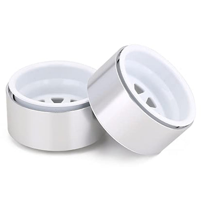 INJORA 1.9 Beadlock Wheel Rim Hub 4pcs Metal Rims for 1/10 RC Crawler Car TRX4 Axial SCX10 90046 (White) - color: White