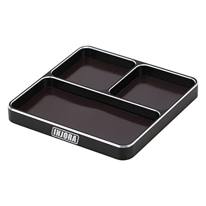 INJORA Screw Tray Nut Gasket Storage Tool for RC Car Boat Airplane Models,CNC Aluminium(Black) - color: Black