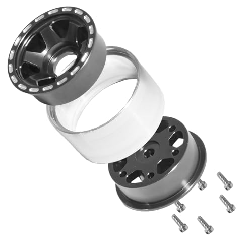 1.0 Beadlock Wheel Rim Set Aluminum Alloy RC Upgrade Part For Traxxas 1/18 TRX4M 1/24 Axial SCX24 FMS FCX24 Gladiator Bronco C10 JLU Deadbolt B17 RC Crawlers Upgrade Off-road(4Pcs/set) - color: Black