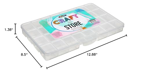 RoseArt Transparent 32 Grid Plastic Storage Box with Fixed Dividers - Organization Container for Loose Beads, Washi Tapes, Jewelry Supplies, Fishing Tackle and More - Made in U.S.A.