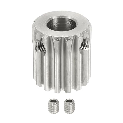 uxcell 1 Mod 14T Spur Gear 8mm Bore, 304 Stainless Steel Pinion Gear, 20°Pressure Angle, for Spur Rack and RC Model Car or Motor DIY - size: 1 Mod 14T, 8mm