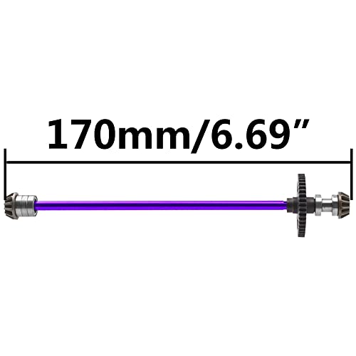 Metal Center Drive Shaft RC Car Central Transmission Shaft w/ 27T Motor Gear Upgrade Part Compatible with Wltoys 144001 1/14 RC Car Buggy (Purple) - color: Purple
