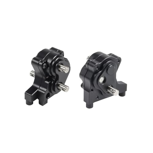 Metal Front Planetary Gearbox Transfer Case Transmission Drive Shaft Skid Plate Set for 1/10 RC Rock Crawler SCX10 II 90046 Chassis Metal Prefixal Gearbox Upgrade (Black) - color: Black