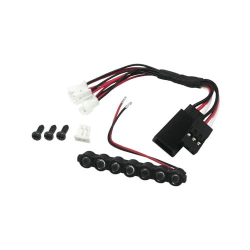 RC Car LED Head Lights Bar for Axial SCX30 1/30 Jeep Wrangler, 7-Light Roof Light Kit with Wiring Harness (Yellow Round Light Bar) - color: Yellow Round Light Bar