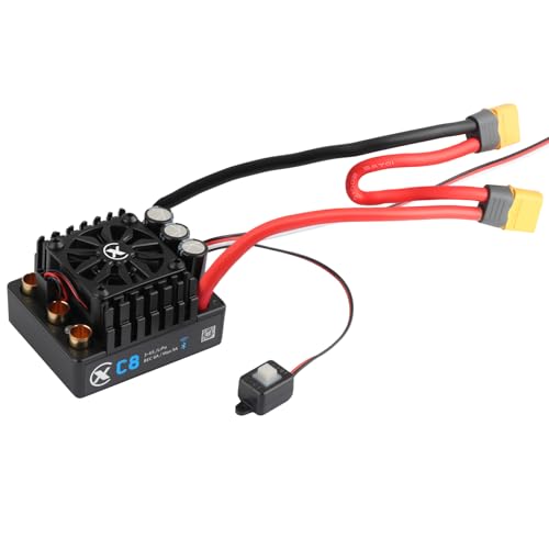XC C8 Sensorless Brushless ESC for 1/8 RC Car,3-6S 160A | Bluetooth APP Programming,6.0V/7.4V/8.4V BEC,IP67,Multiple protection - size: XT60