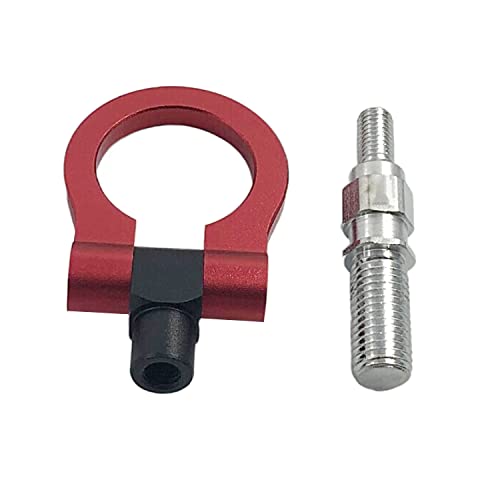 FainWan Track Racing Style Tow Hook Towing Eye CNC Aluminum Screw On Front Rear Bumper Compatible with 3 Series E36 E46 E90 E91 E92 E93 318 320 323 325 328 330 335 M3 1992 to 2012 (Red)