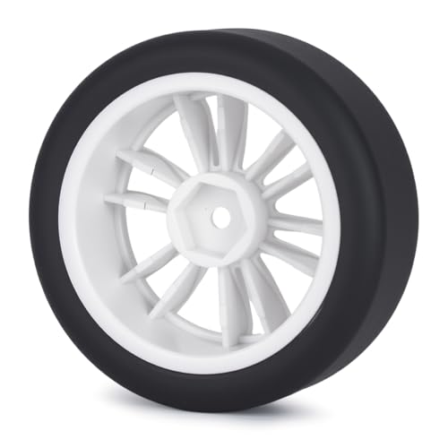 1/10 RC Drift Wheels and Tires Set, 12 Spoke On-Road Touring Car Wheel Tire Combo, 12mm Hex Drift Tires for RC Drift Car, 4PCS (White) - color: White