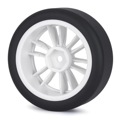 1/10 RC Drift Wheels and Tires Set, 12 Spoke On-Road Touring Car Wheel Tire Combo, 12mm Hex Drift Tires for RC Drift Car, 4PCS (White) - color: White