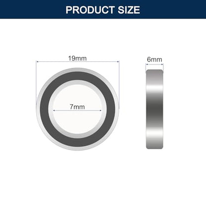 607-2RS Deep Groove Ball Bearings, ID 7mm x OD 19mm x Width 6mm Miniature Bearings, Double Rubber Sealed Ball Bearing Pre-Lubricated Chrome Steel Z2 Lever 10pcs - size: 607-2RS 7x19x6mm