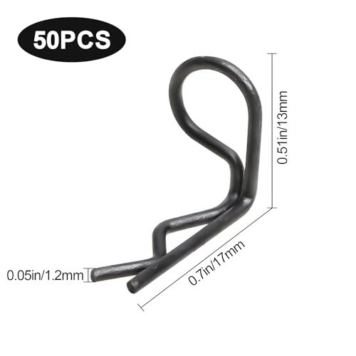 HobbyPark 50-Pack 90-Degree Angle Body Clips Bent Pins for All 1/10 Scale Model Car Truck Crawler Truck Buggy Black