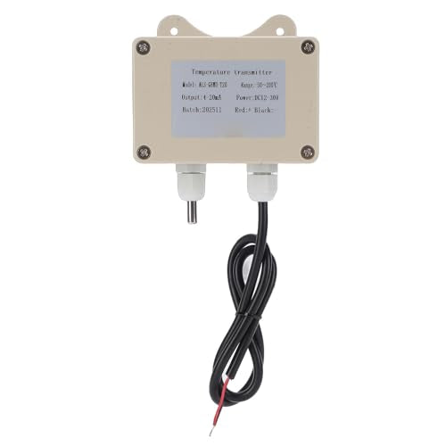 Temperature Sensor Wall Mount Temperature Transmitter Thermal Probe 4-20mA -50 to 200 IP65 ABS Anti Interference with Cable for Industrial Agricultural Greenho
