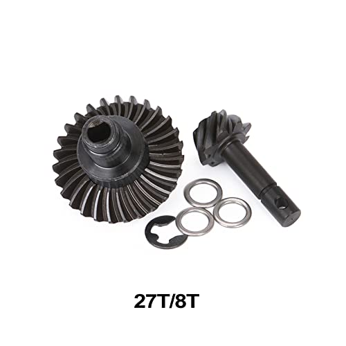 Heavy Duty Bevel Helical Overdrive Gear RC Car Bevel Gear 8T 24T/27T/30T/33T AR44 for 1/10 RC Rock Crawler Axial SCX10 II Axle Portal Spare Parts (27T 8T) - size: 27T 8T