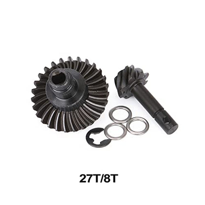 Heavy Duty Bevel Helical Overdrive Gear RC Car Bevel Gear 8T 24T/27T/30T/33T AR44 for 1/10 RC Rock Crawler Axial SCX10 II Axle Portal Spare Parts (27T 8T) - size: 27T 8T