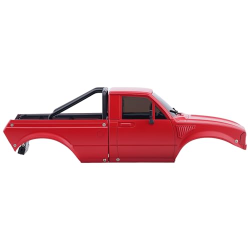 DJX SCX24 Body Shell with Bed Rack for Axial SCX24 C10 Bronco Wrangler Base Camp 1/24 RC Crawler Car (Red) - color: Red