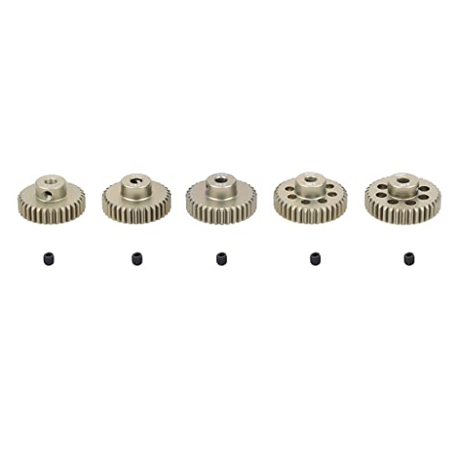 KingVal Replacement 5PCS 48DP 3.175mm 33T 34T 35T 36T 37T Aluminium Pinion Motor Gear Compatible with 1/10 RC Car Brushed Brushless Motor - size: 33-37T