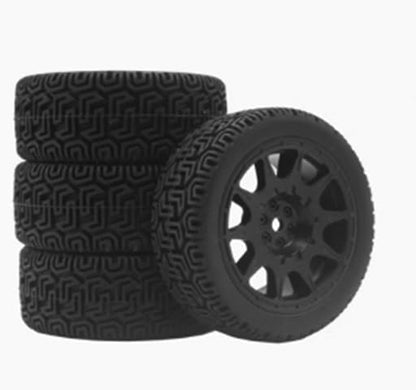 68mm 4 PCS 1/10 Runflat Tire 1.9 inch Rally Tire L001 for 1:10 Tamiya xv02 Maze Tire Lc PTG Off-road 94123 Kyosho FW06 etc. (black) - color: black