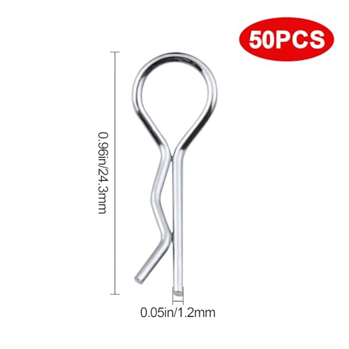50-Pack HobbyPark Metal 1/12 1/10 Body Clips Bent Springy R Pins Medium Replacement Parts for RC Car Truck Crawler Buggy