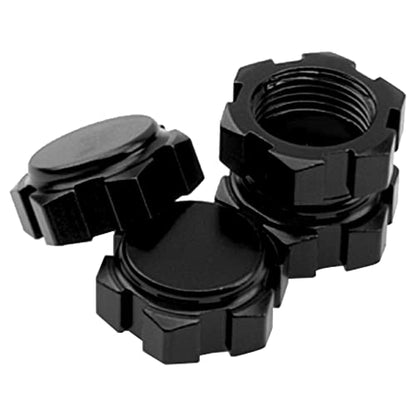 Metal Anti-dust Wheel Hub Cover 17mm Dust Lock Nuts Adapter Compatible with Arrma 1/7 Mojave Felony Infraction 6S 1/8 Kraton Senton Outcast Talion Typhon RC Car (Black) - color: Black