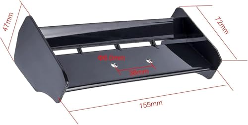 1/10 RC Plastic Rear Spoiler Compatible with 1:10 Scale RC Off-Road Short Course Truck Buggy Racing Rear Wing Tail (Black) - color: Black