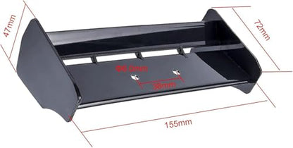 1/10 RC Plastic Rear Spoiler Compatible with 1:10 Scale RC Off-Road Short Course Truck Buggy Racing Rear Wing Tail (Black) - color: Black